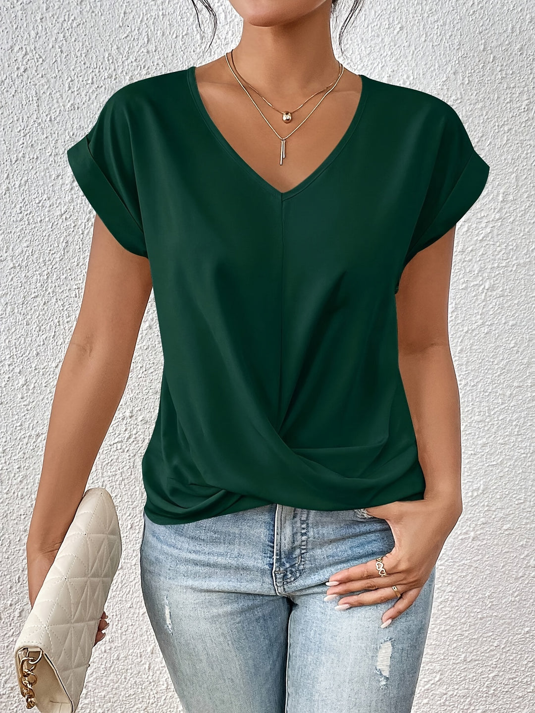 Ella | Twist Front V-Neck Tee