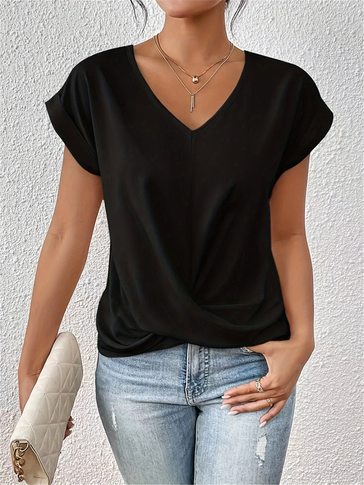 Ella | Twist Front V-Neck Tee