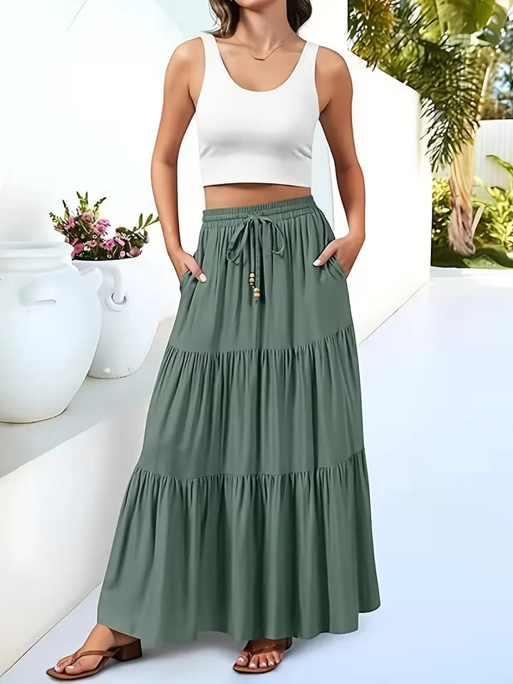 Noelle | High Waist Tiered Maxi Skirt