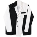 Eli | Men's Black and White Colorblock Blazer, Slit Pockets, Straight Hem