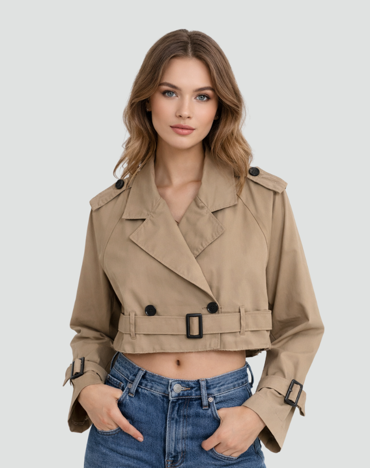Avery | Women's Cropped Cotton Trench Coat