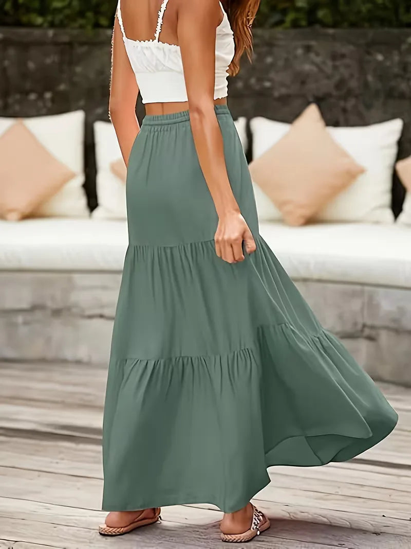 Noelle | High Waist Tiered Maxi Skirt