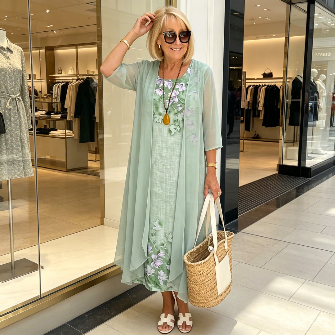Aveline | Women's Midi Dress and Kimono Set
