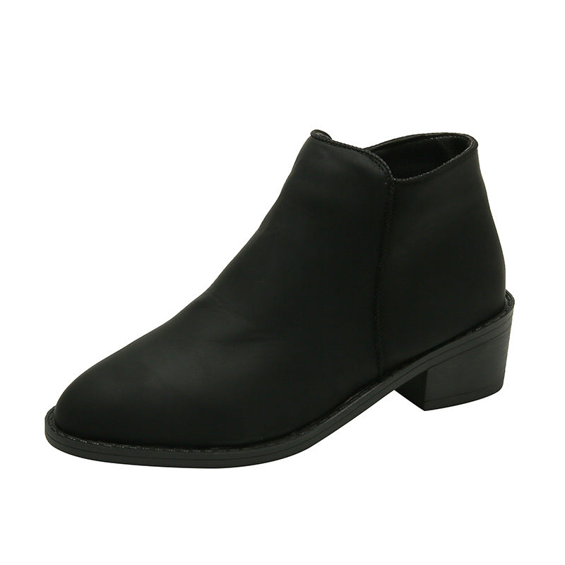 Women's chunky heel ankle boots with side zipper