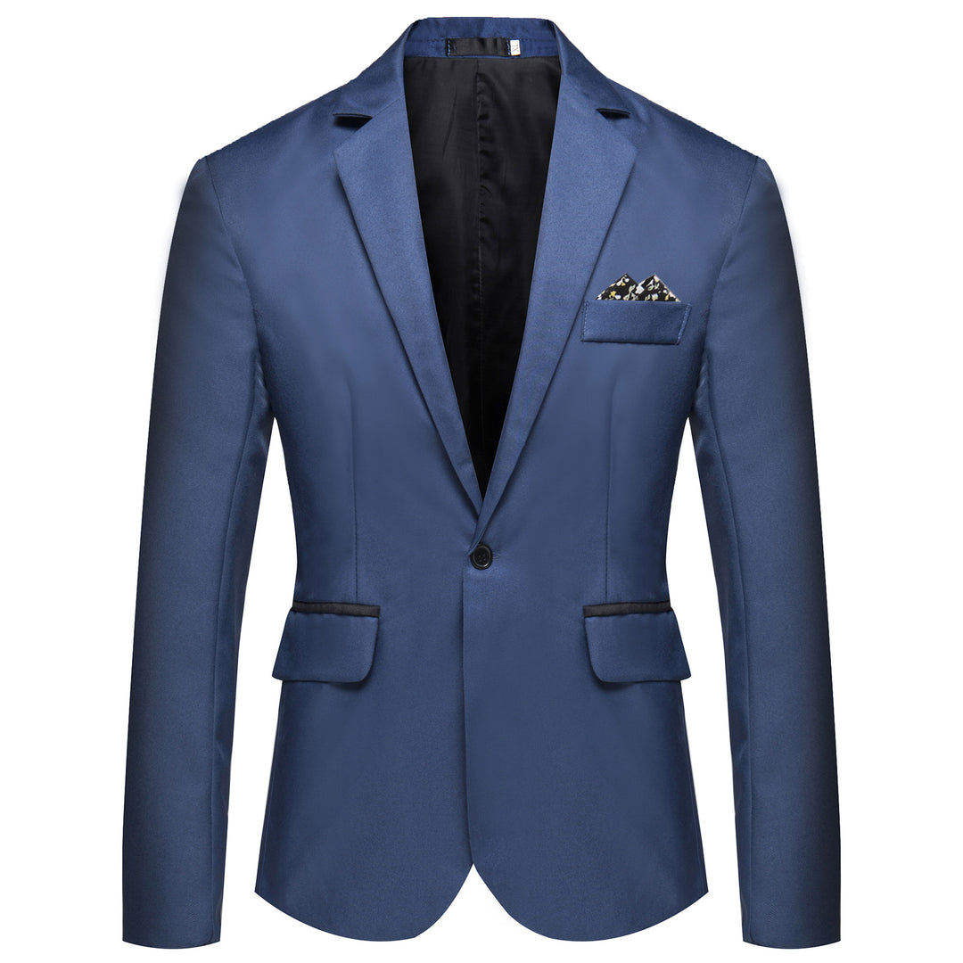 Men's slim fit solid color one button blazer jacket