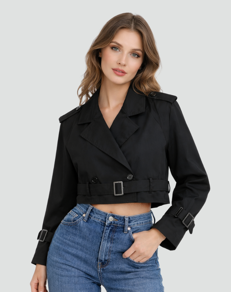 Avery | Women's Cropped Cotton Trench Coat