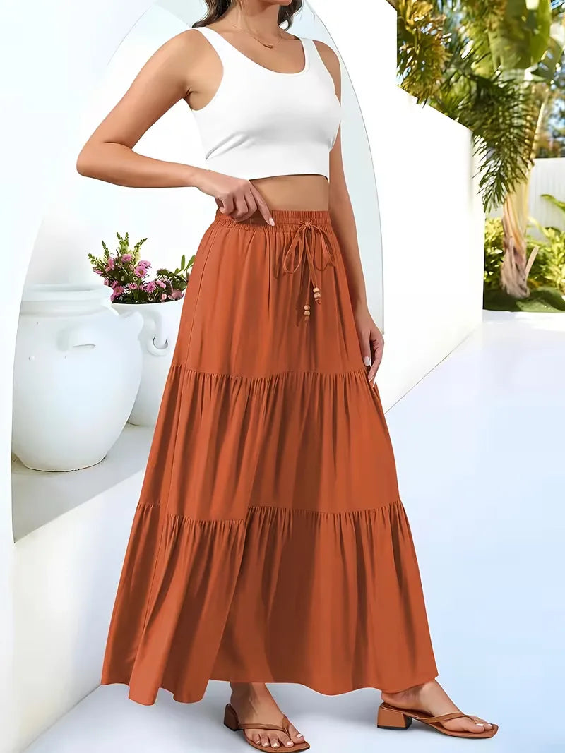 Noelle | High Waist Tiered Maxi Skirt