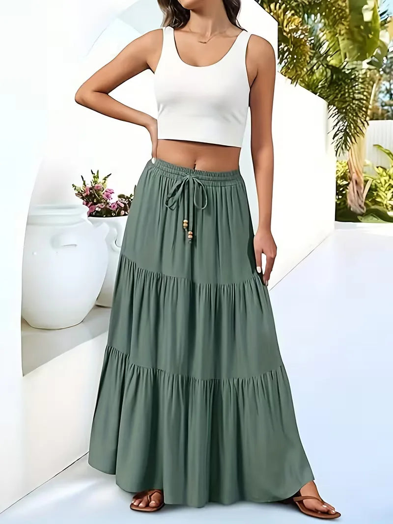 Noelle | High Waist Tiered Maxi Skirt