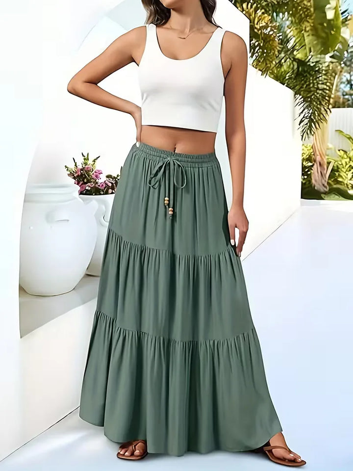 Noelle | High Waist Tiered Maxi Skirt