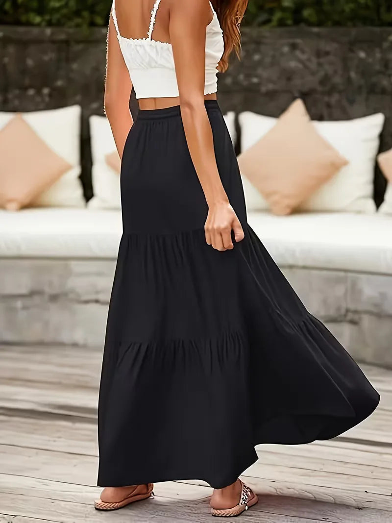 Noelle | High Waist Tiered Maxi Skirt