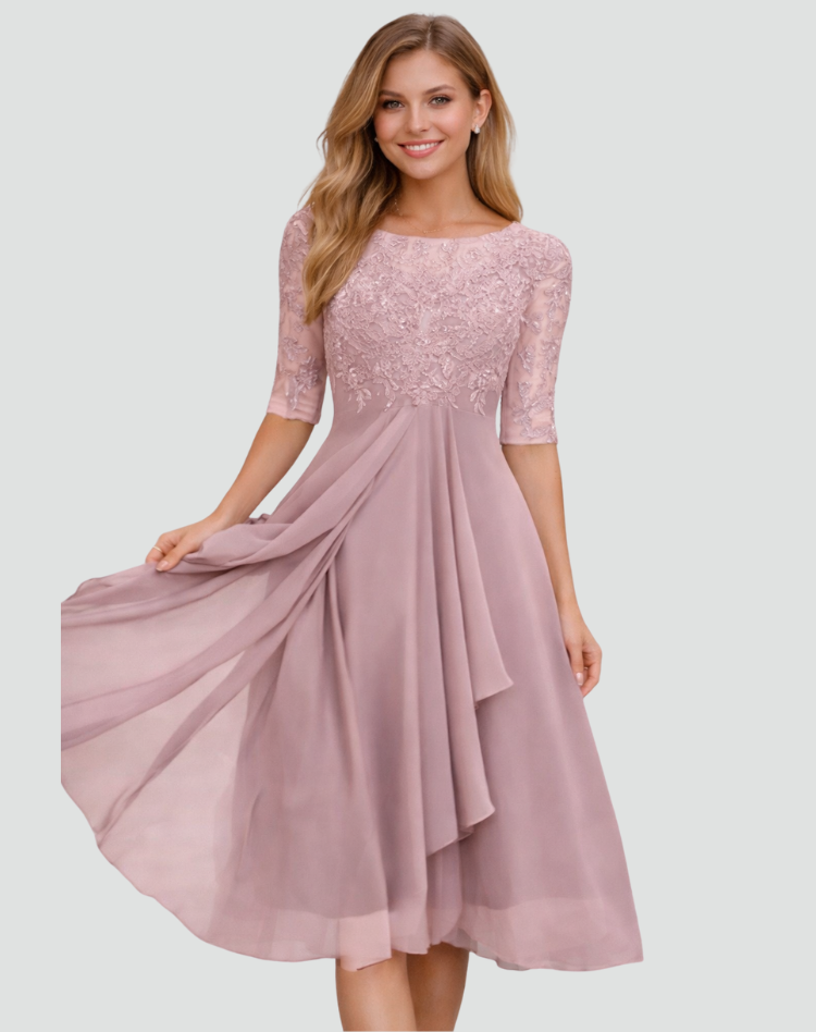 Natalie | Women's Lace Midi Cocktail Dress