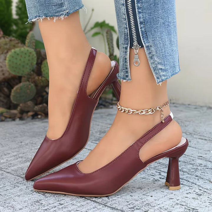 Chloe | Burgundy Slingback Mule Heels