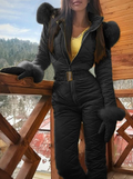 Iris | Quilted One-Piece Ski Jumpsuit for Women with Belt and Fluffy Trim