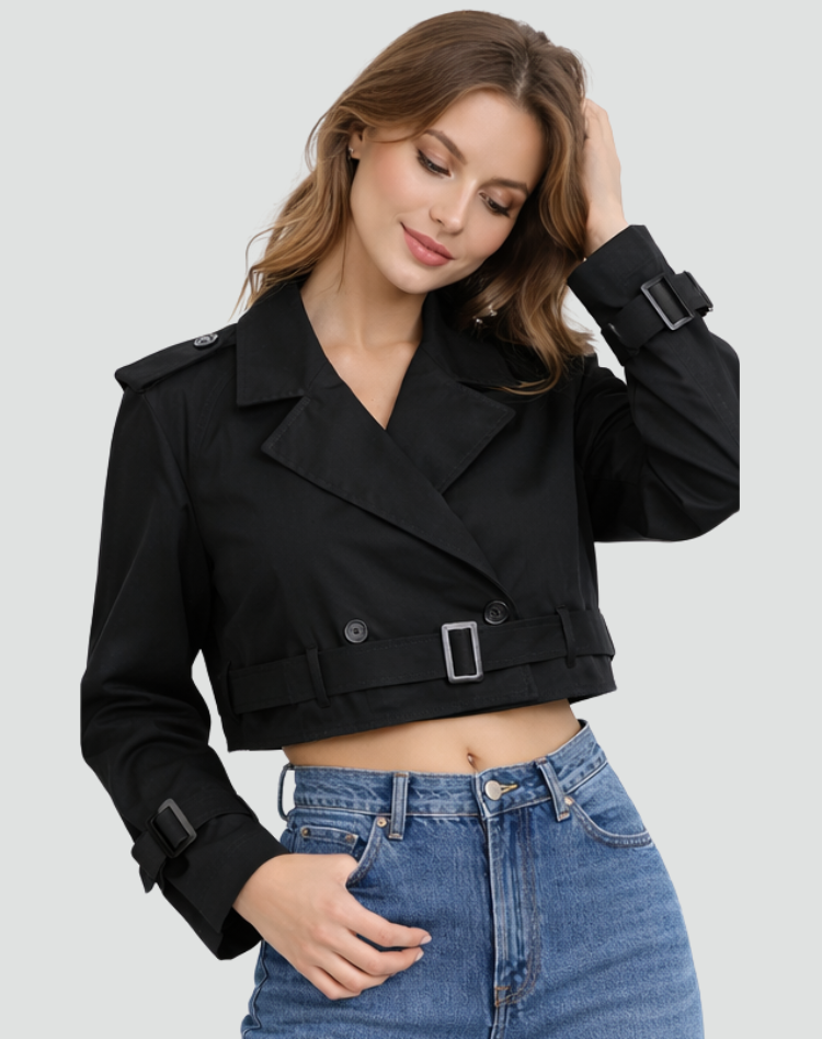 Avery | Women's Cropped Cotton Trench Coat