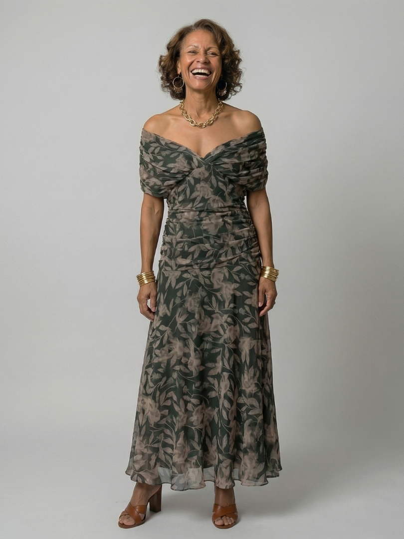 Keira | Off Shoulder Flow Midi Dress