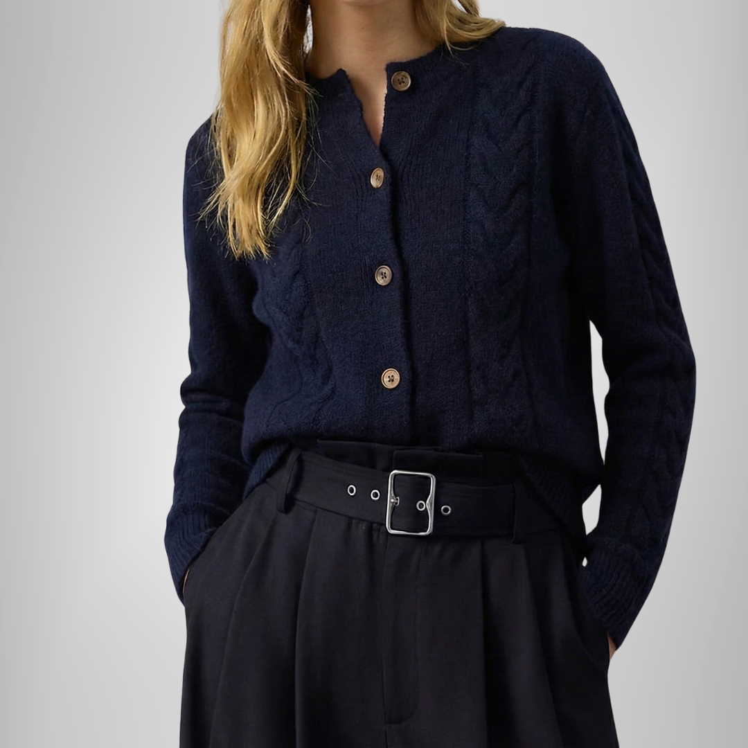 Cass | Cable knit V-neck cardigan for women