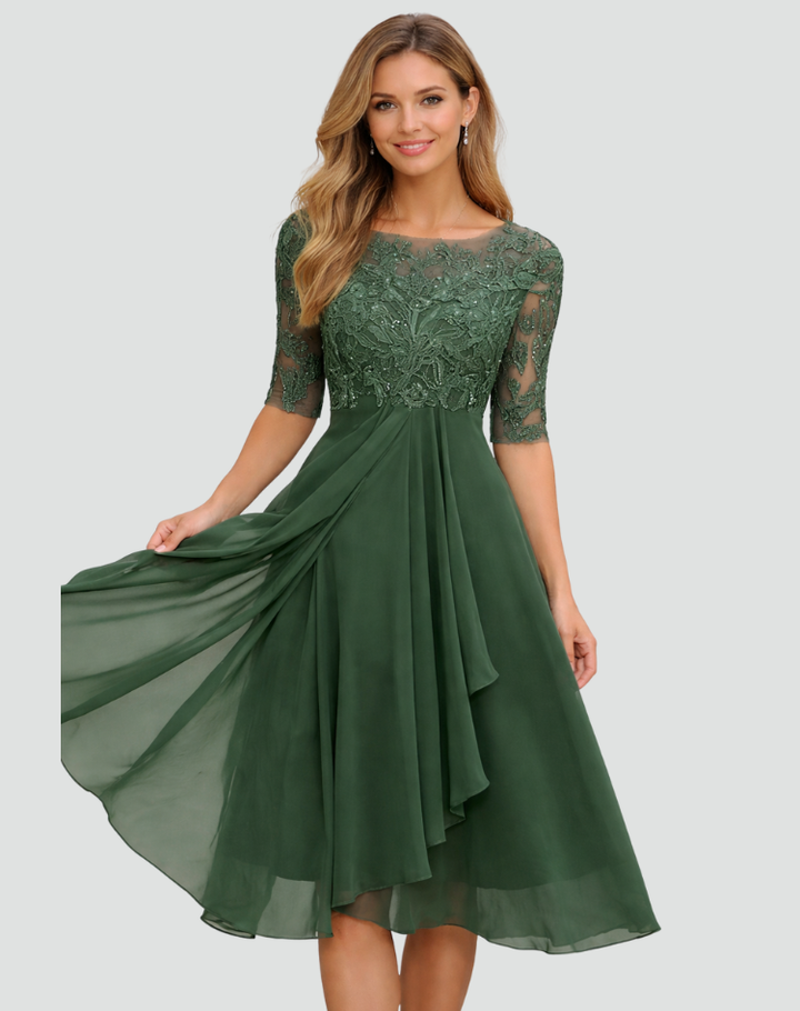 Natalie | Women's Lace Midi Cocktail Dress