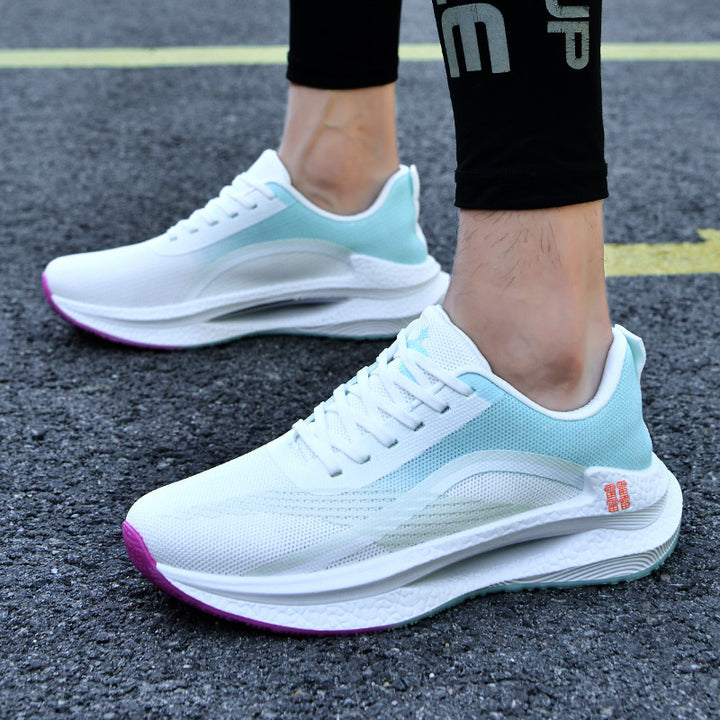 Men's casual low top sneakers in white and blue