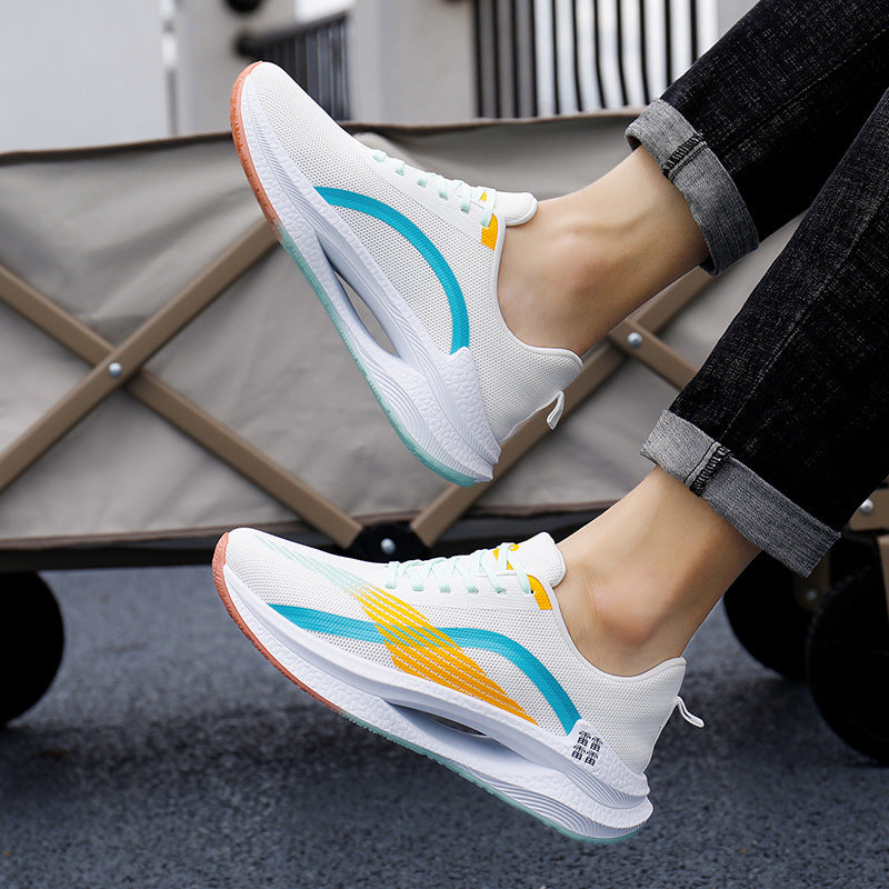 Men's casual low top sneakers in white and blue