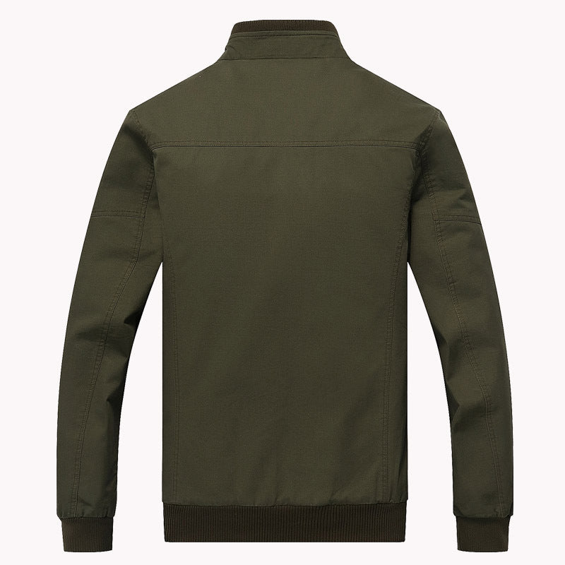 Men's khaki bomber jacket with military flight style