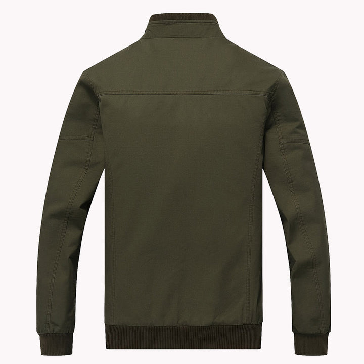 Men's khaki bomber jacket with military flight style