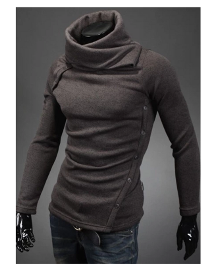 Men's turtleneck sweater with long sleeves in coffee brown