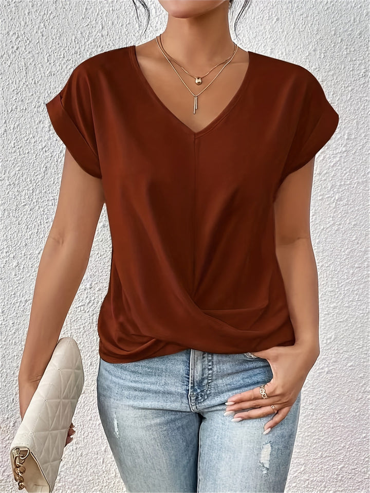 Ella | Twist Front V-Neck Tee