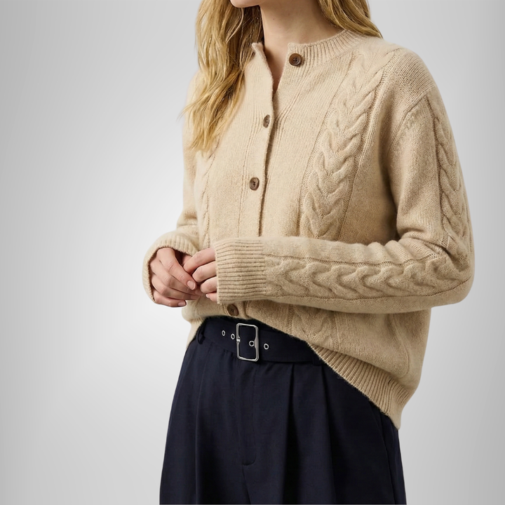 Cass | Cable knit V-neck cardigan for women