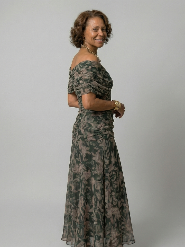 Keira | Off Shoulder Flow Midi Dress