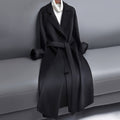 Leah | Women's Long Wool Coat with Belt and Suit Collar