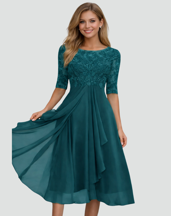 Natalie | Women's Lace Midi Cocktail Dress