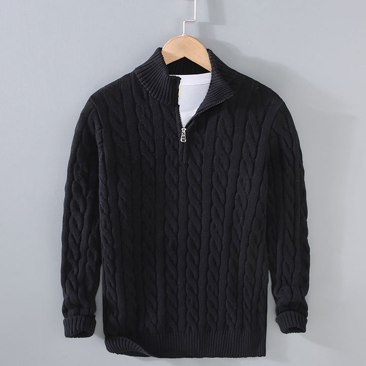 Men's gray slim fit turtleneck sweater on model