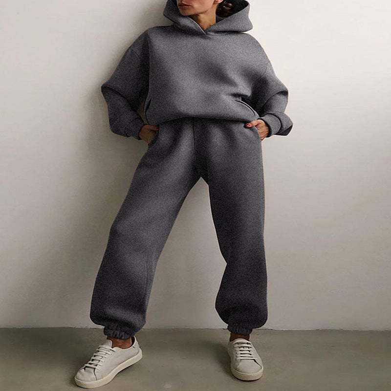 Woman wearing matching hooded knit tracksuit set – Detail view 19