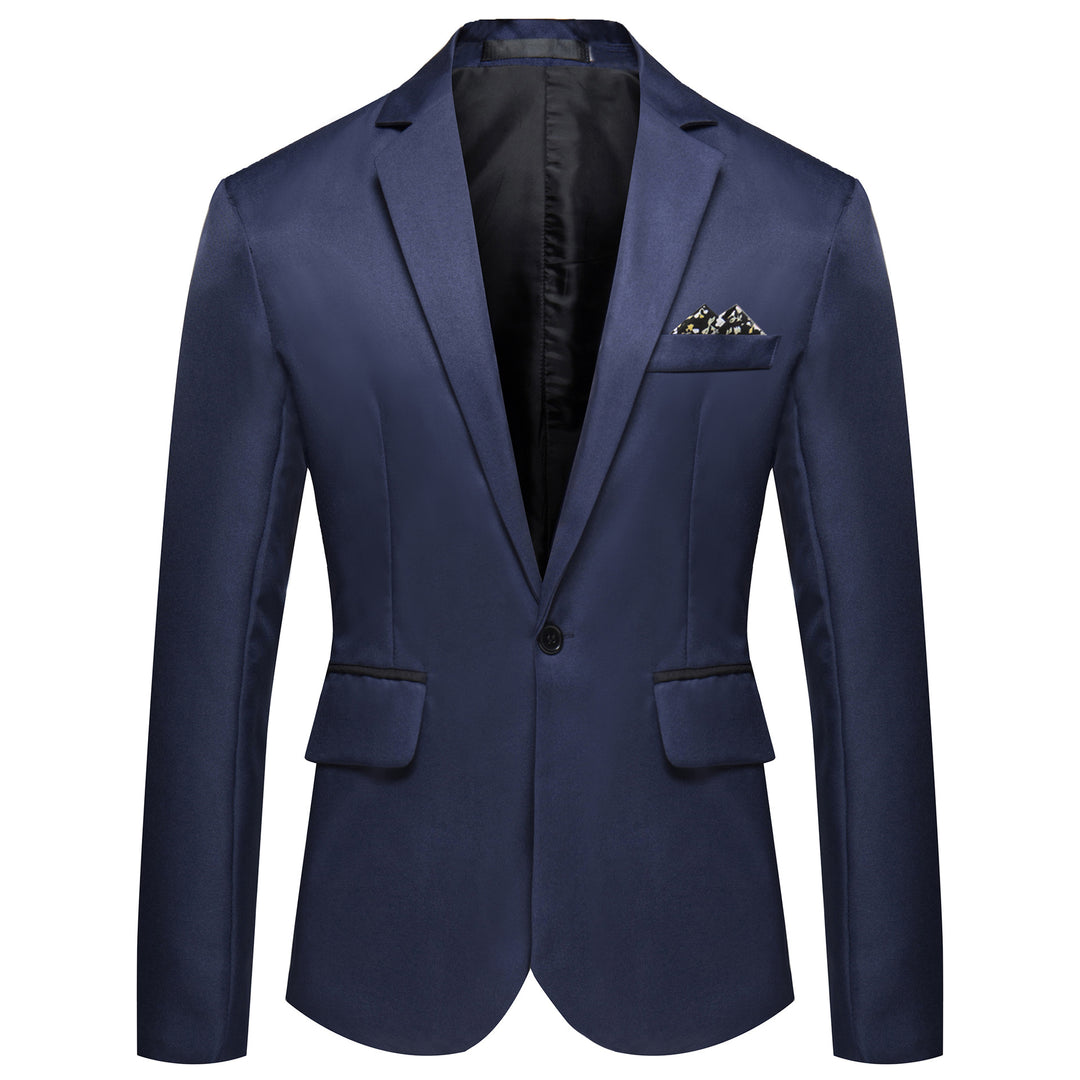 Men's slim fit solid color one button blazer jacket