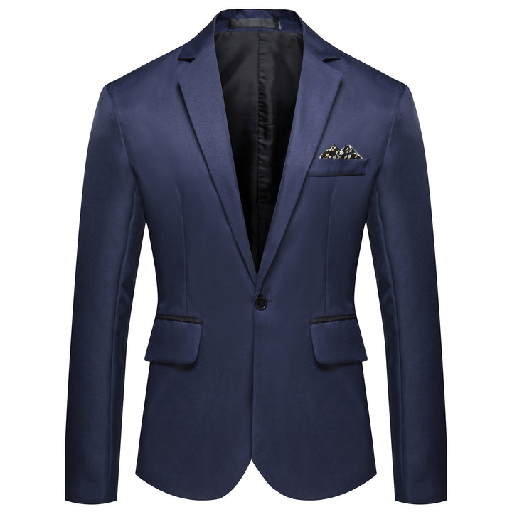 Men's slim fit solid color one button blazer jacket