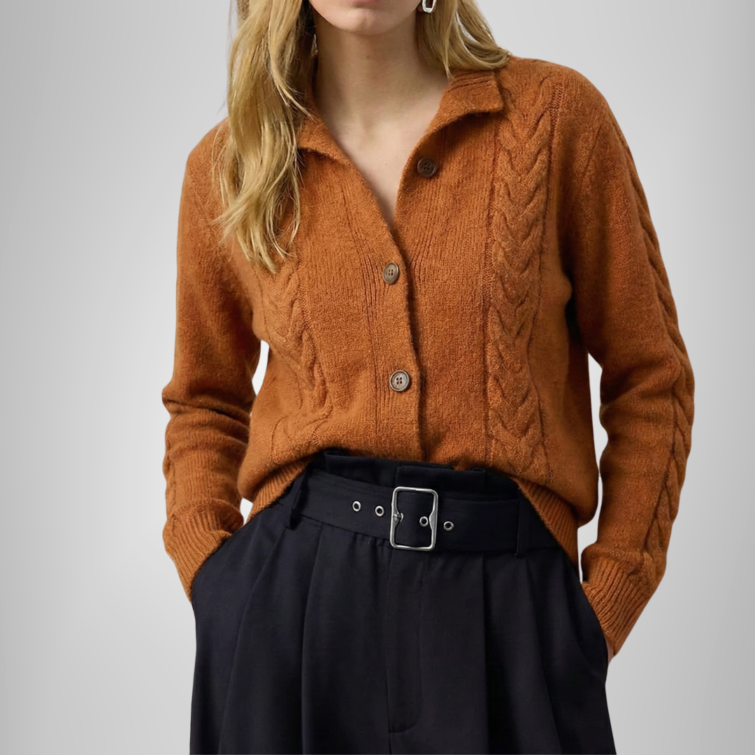 Cass | Cable knit V-neck cardigan for women