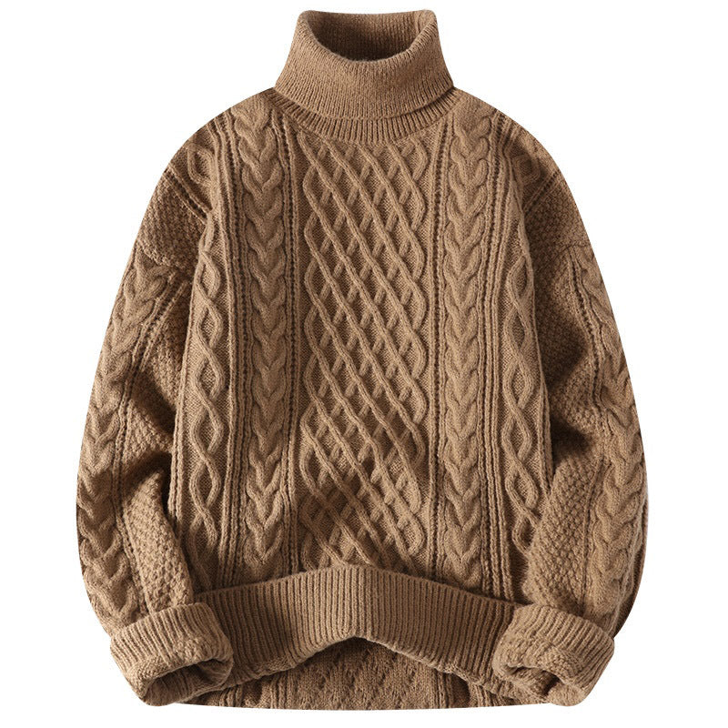 Men's jacquard turtleneck sweater front view