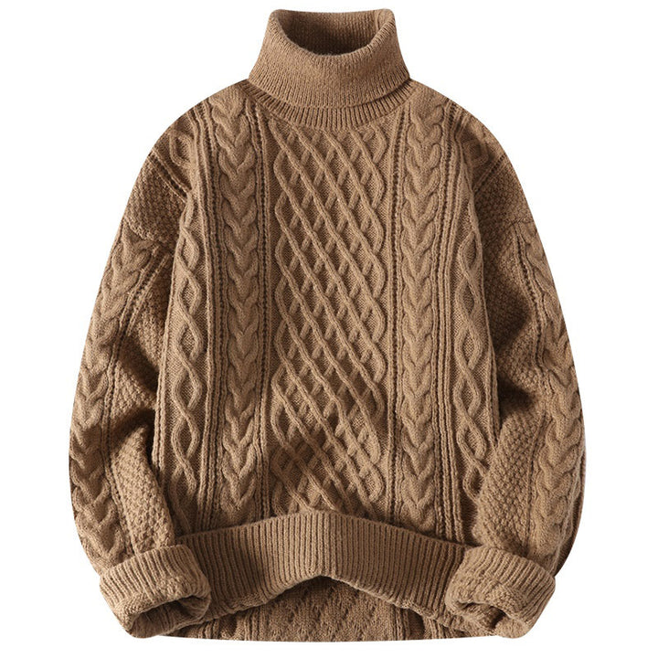 Men's jacquard turtleneck sweater front view