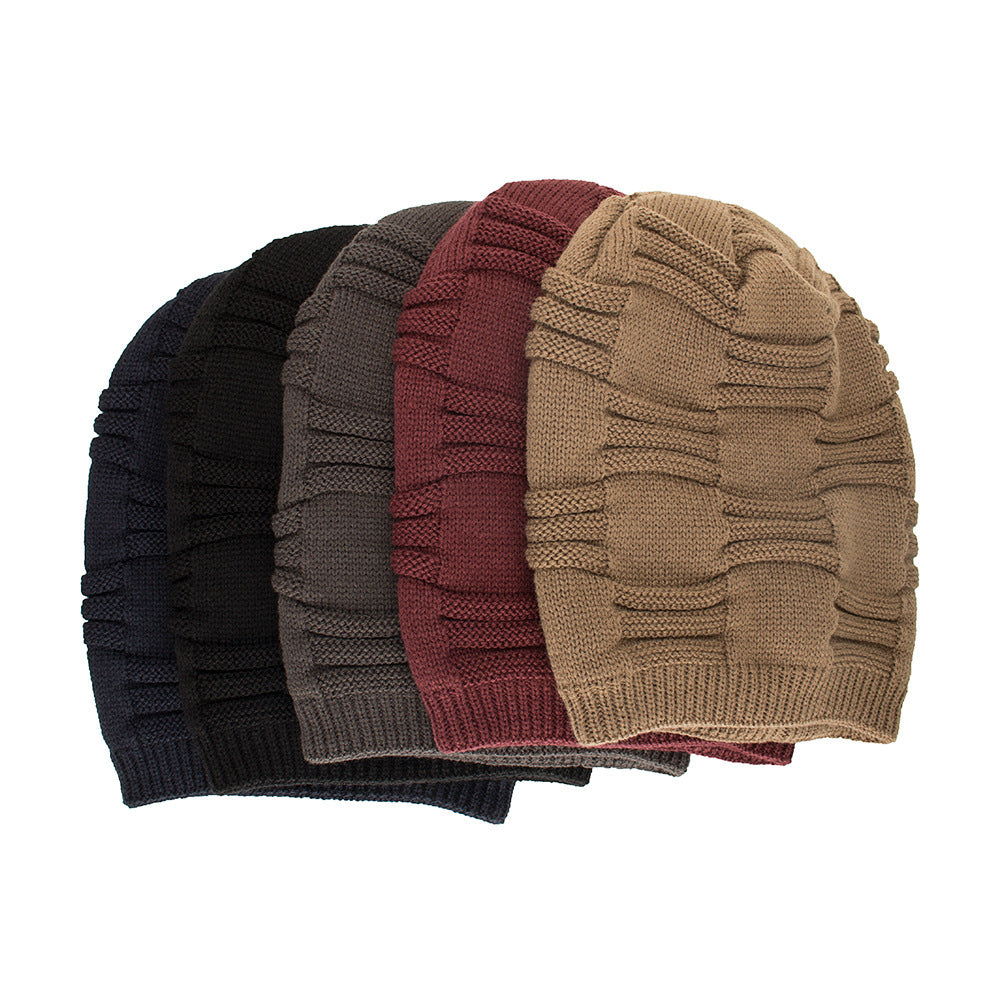 Men's three stripe knit beanie hat