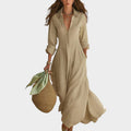 Natalie | Button-Front Maxi Dress with Long Sleeves