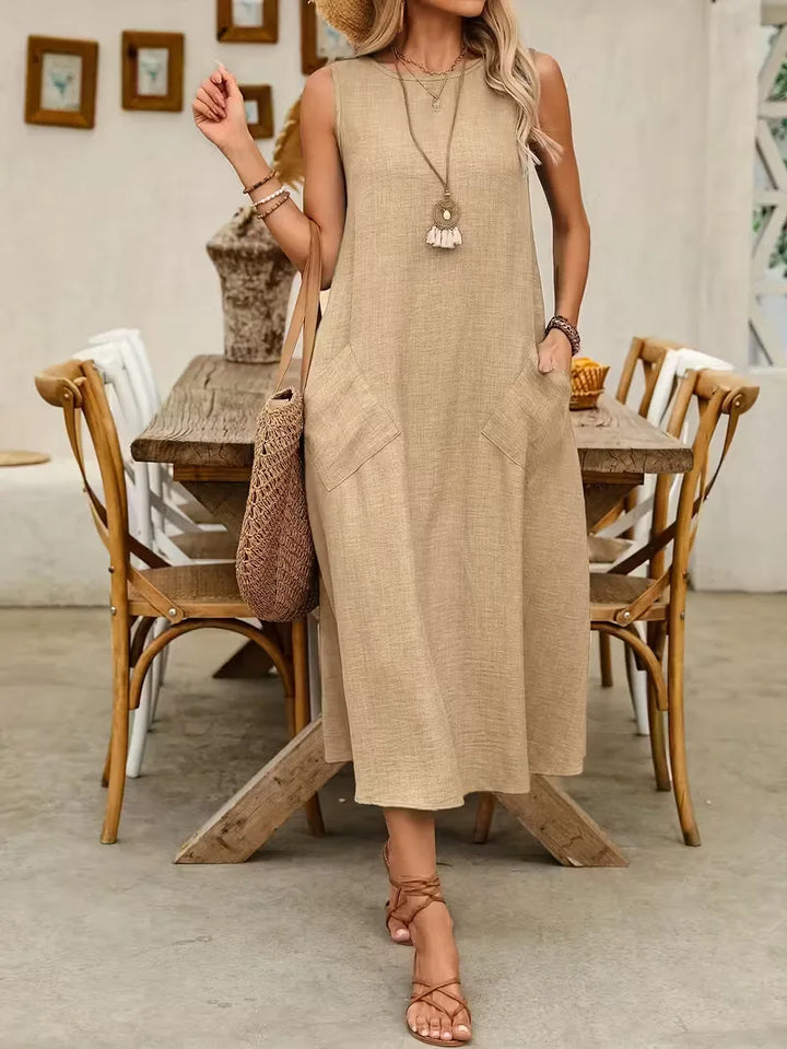 Hadley | Sleeveless Pocket Midi Dress