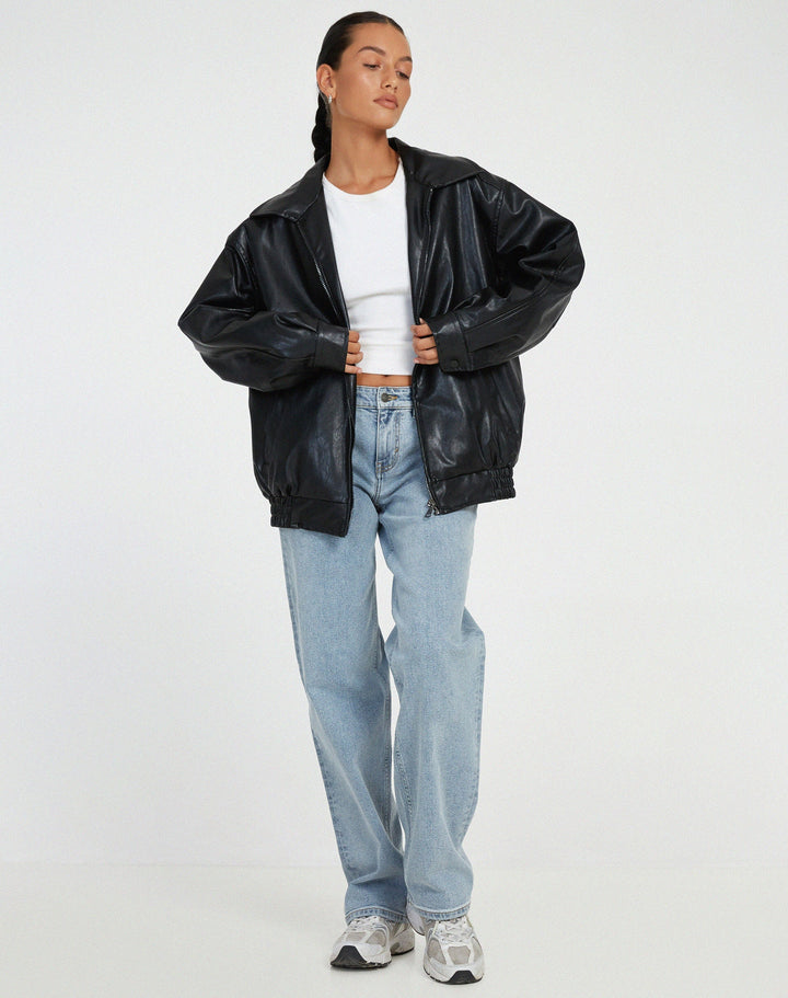 Isabeau | Oversized leather jacket