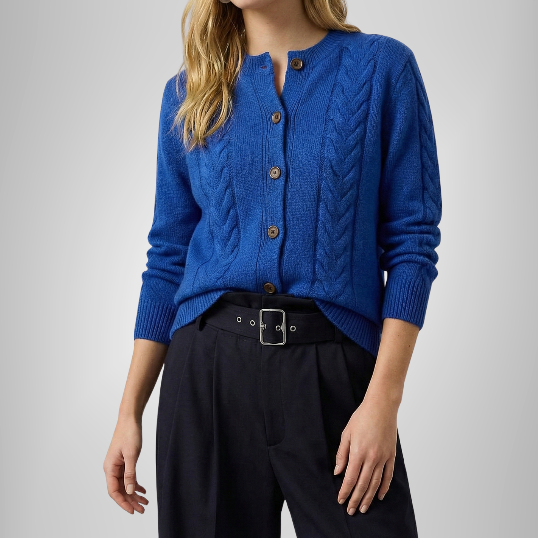 Cass | Cable knit V-neck cardigan for women