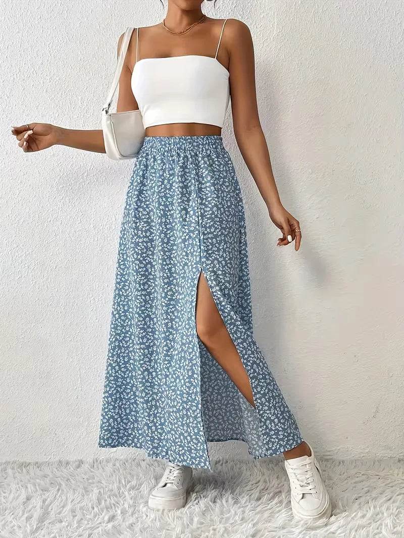 Briar | Floral Side Slit Maxi Skirt
