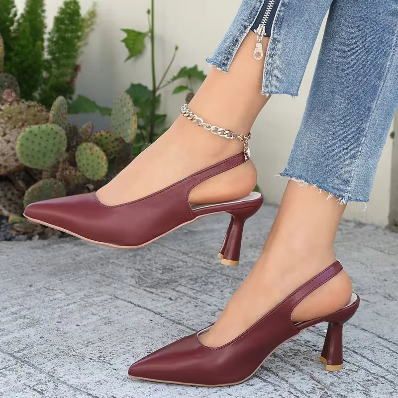 Chloe | Burgundy Slingback Mule Heels