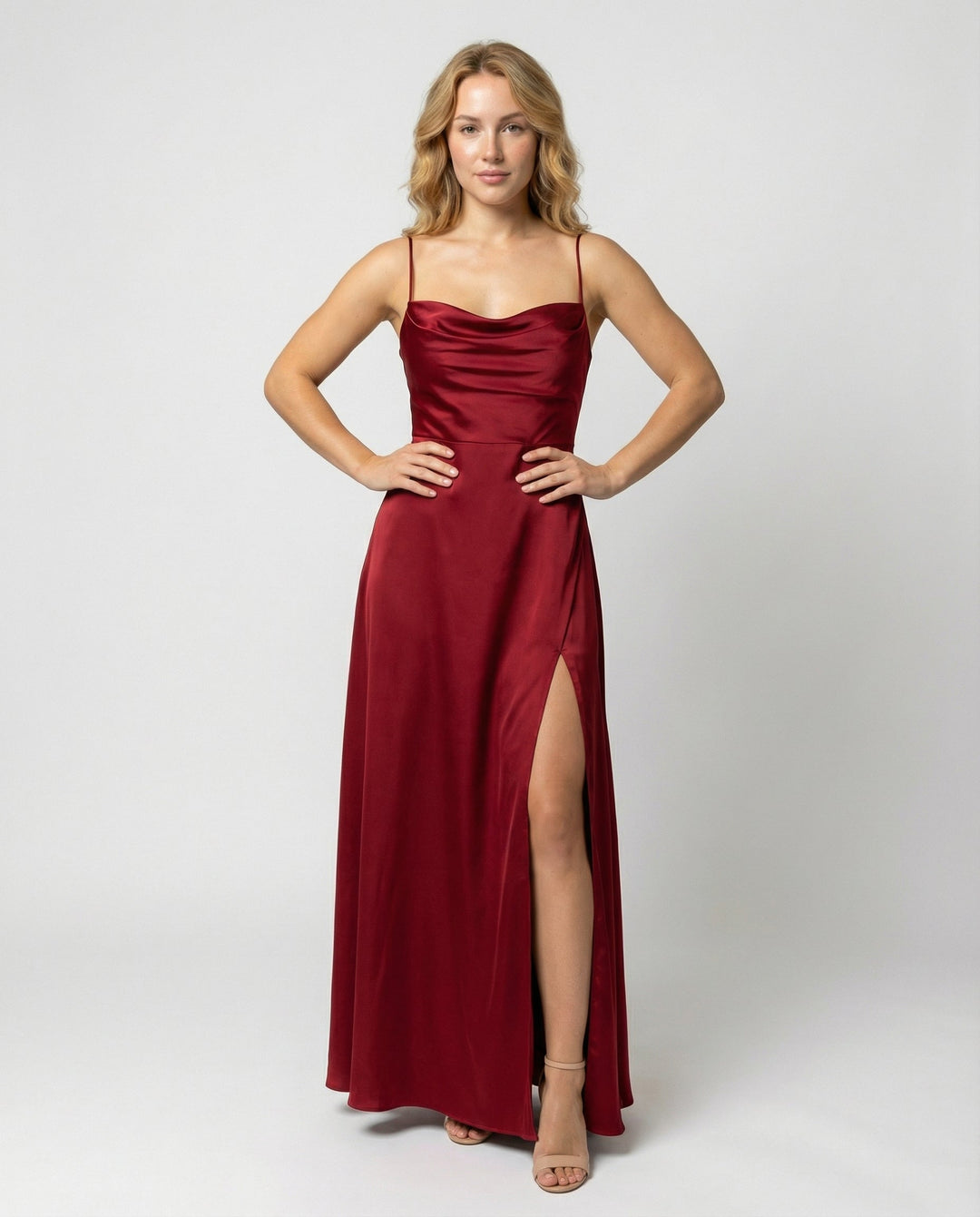 Scarlett | Satin Cowl Neck Maxi Dress
