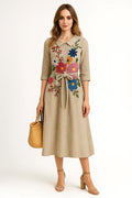 Maren | Botanical Bloom Midi Dress