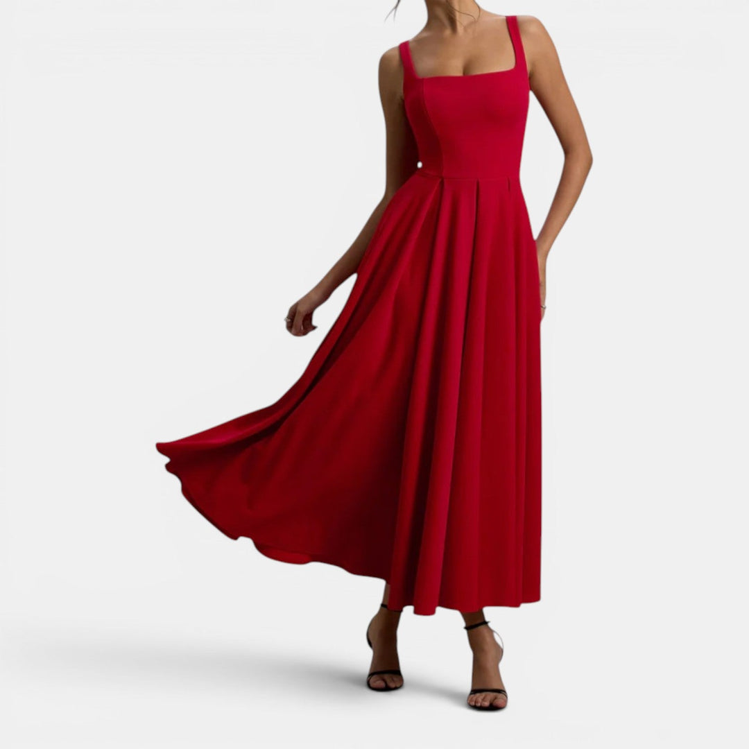 Claire | Strappy Volume-Hem Midi Dress
