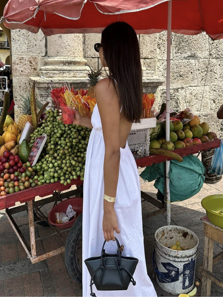 Amelia | V-Neck White Maxi Dress