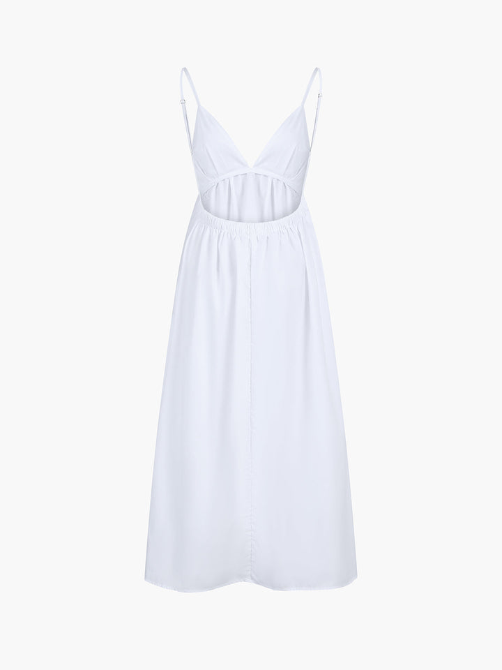 Amelia | V-Neck White Maxi Dress